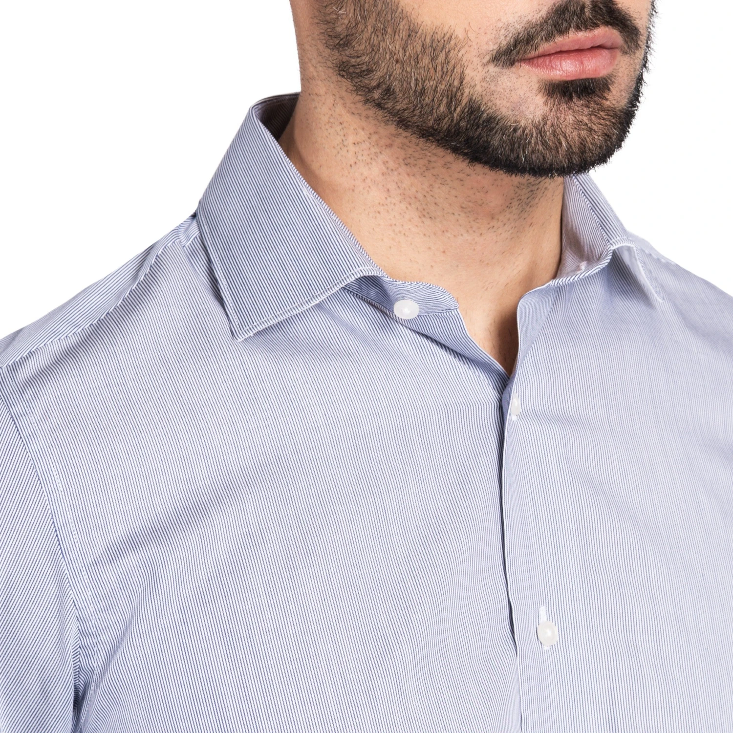 Chemise Droite à Poignet Mousquetaire Mille Raies Marine 100% Coton 4 Chemise Droite à Poignet Mousquetaire Mille Raies Marine 100% Coton – Image 2