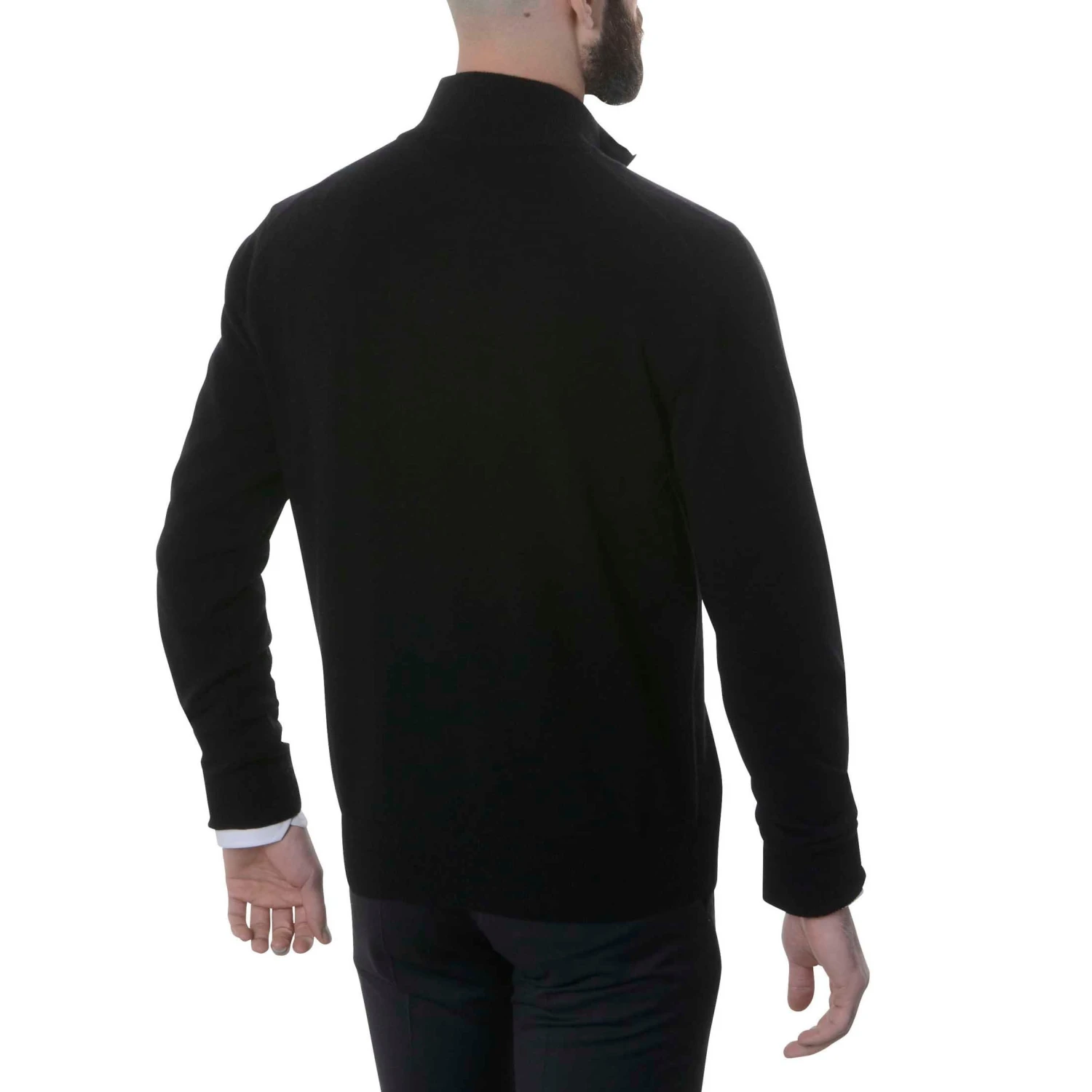 Pull 100% Cachemire Au Col Zip Bicolore Noir / Gris 4 Pull 100% Cachemire Au Col Zip Bicolore Noir / Gris – Image 2