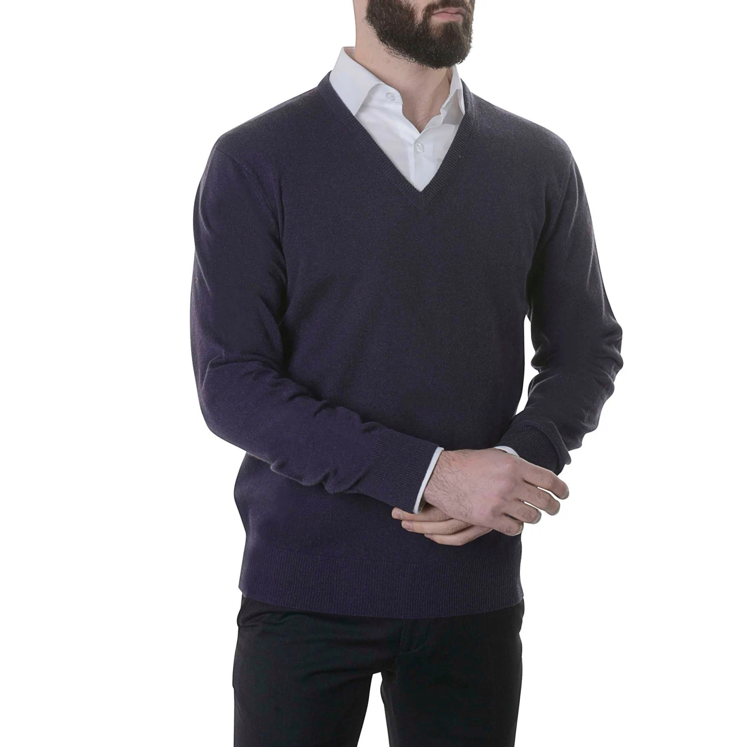 Pull Col V 100% Cachemire Violet 3 Pull Col V 100% Cachemire Violet