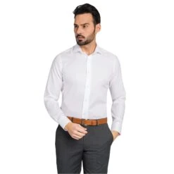 Chemise Blanche Cintrée Sans Repassage En Popeline Strech De Coton