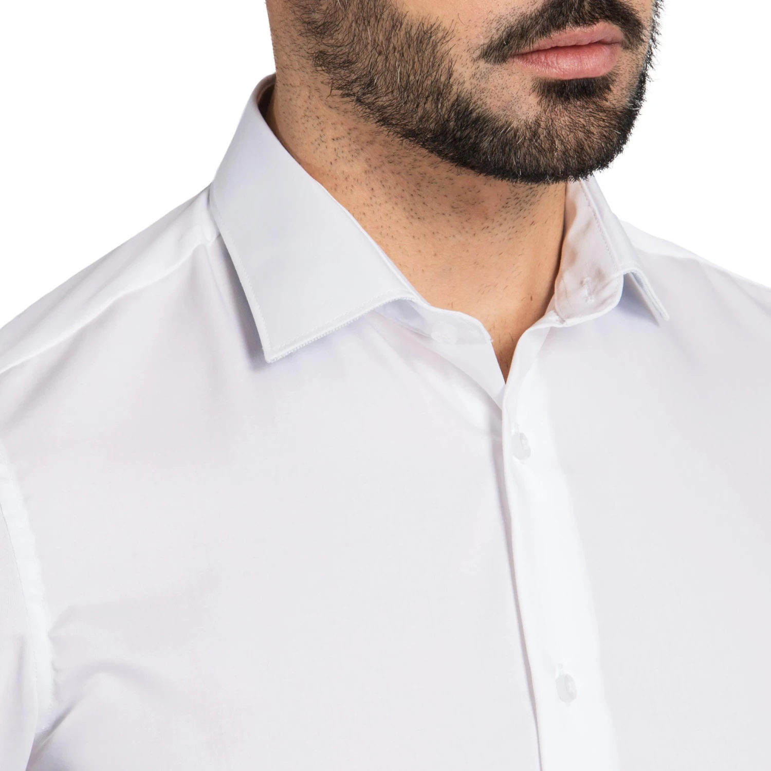 Chemise Blanche Cintrée Sans Repassage En Popeline Strech De Coton 4 Chemise Blanche Cintrée Sans Repassage En Popeline Strech De Coton – Image 2