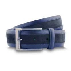 Ceinture Homme En Cuir Lisse Et Veau Velours Bleu