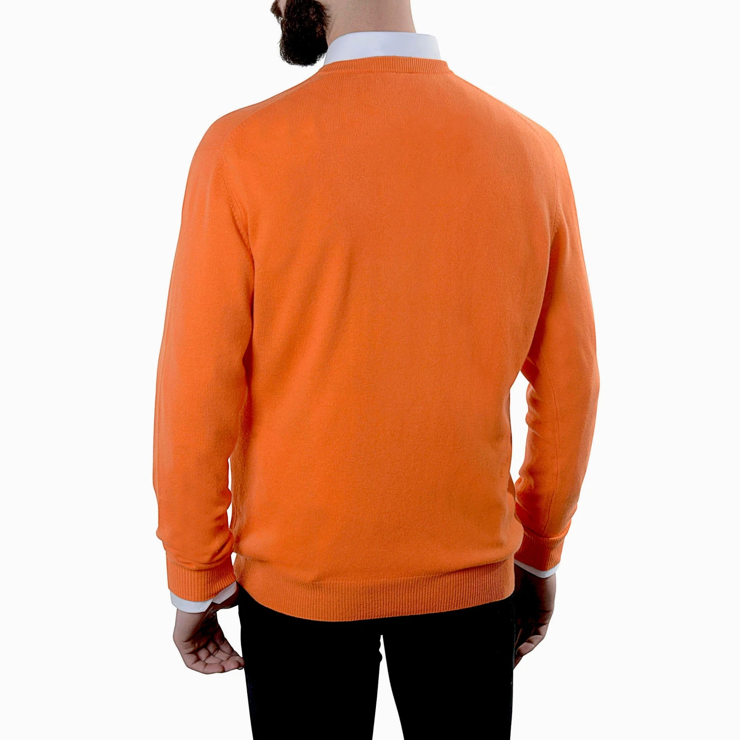 Pull Col V 100% Cachemire Orange 4 Pull Col V 100% Cachemire Orange – Image 2