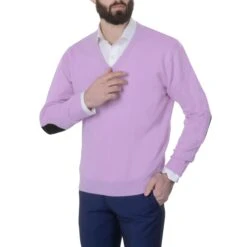 Pull 100% Cachemire Col V Et Coudières Parme