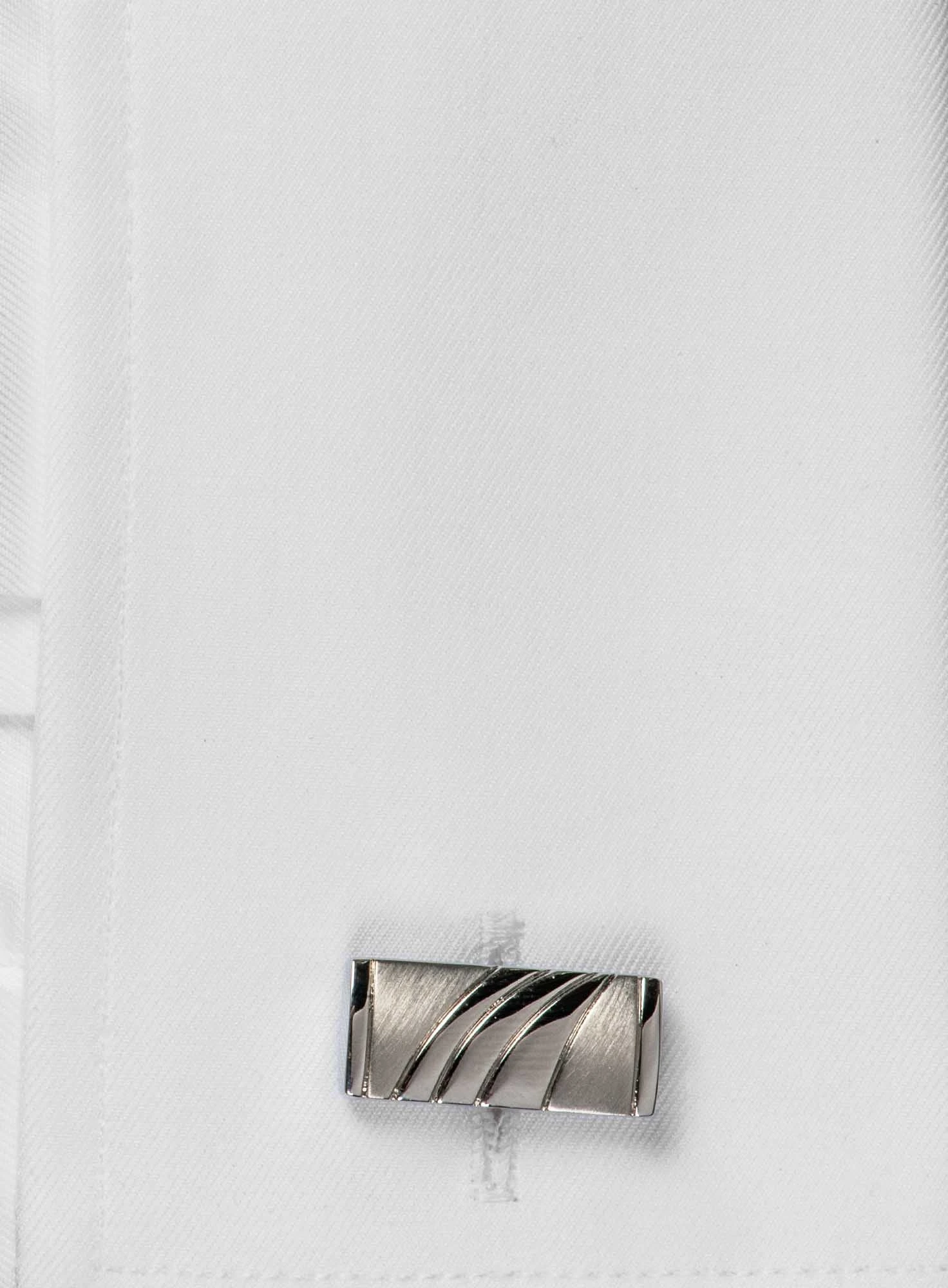 Boutons De Manchette Rectangle Métal Brossé Et Poli 4 Boutons De Manchette Rectangle Métal Brossé Et Poli – Image 2