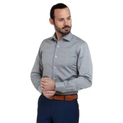 Chemise Cintrée Fantaisie Gris Motifs Bleu