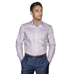Chemise Cintrée 100% Coton Chevrons Parme