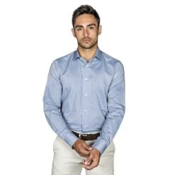 Chemise Cintrée Bleu Motifs Losange