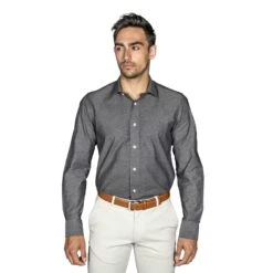 Chemise Cintrée Gris Motif Fantaisie