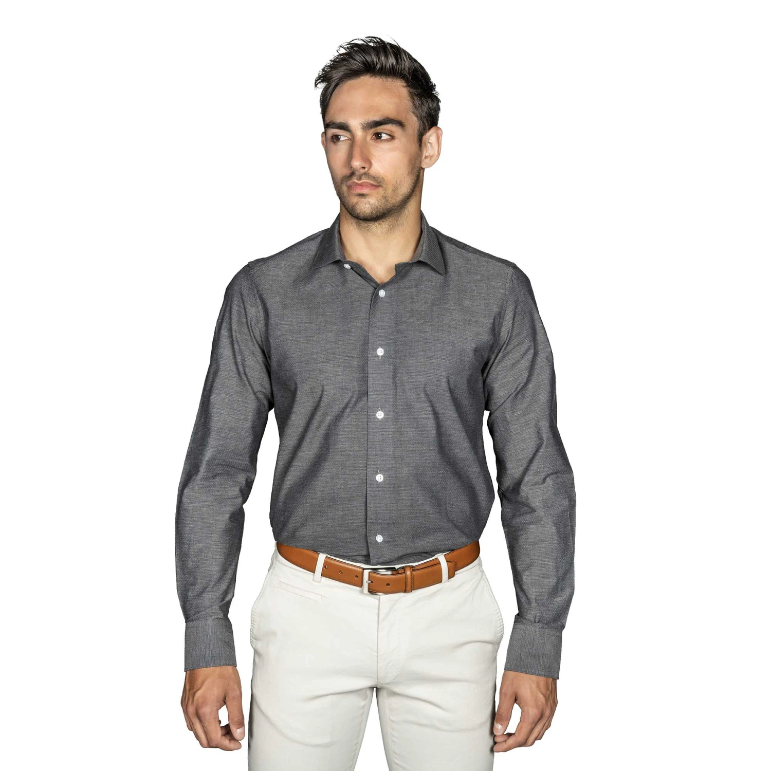 Chemise Cintrée Gris Motif Fantaisie 3 Chemise Cintrée Gris Motif Fantaisie