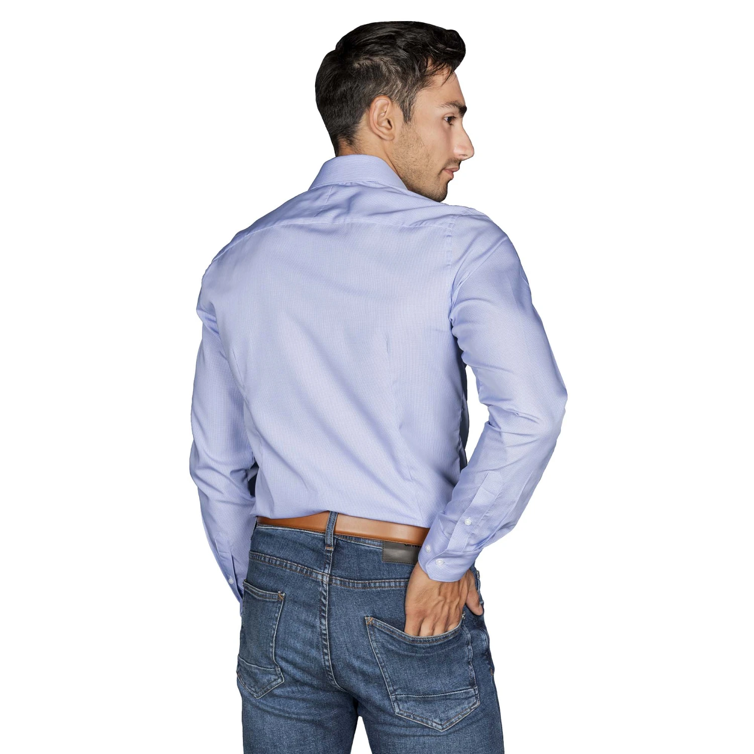 Chemise Cintrée Sans Repassage Micro-vichy 4 Chemise Cintrée Sans Repassage Micro-vichy – Image 2