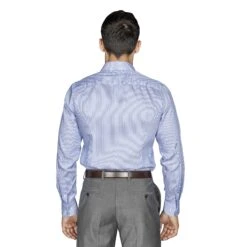 Chemise Cintrée Sans Repassage Mille Raies Bleu 6 Chemise Cintrée Sans Repassage Mille Raies Bleu -Loding 4354