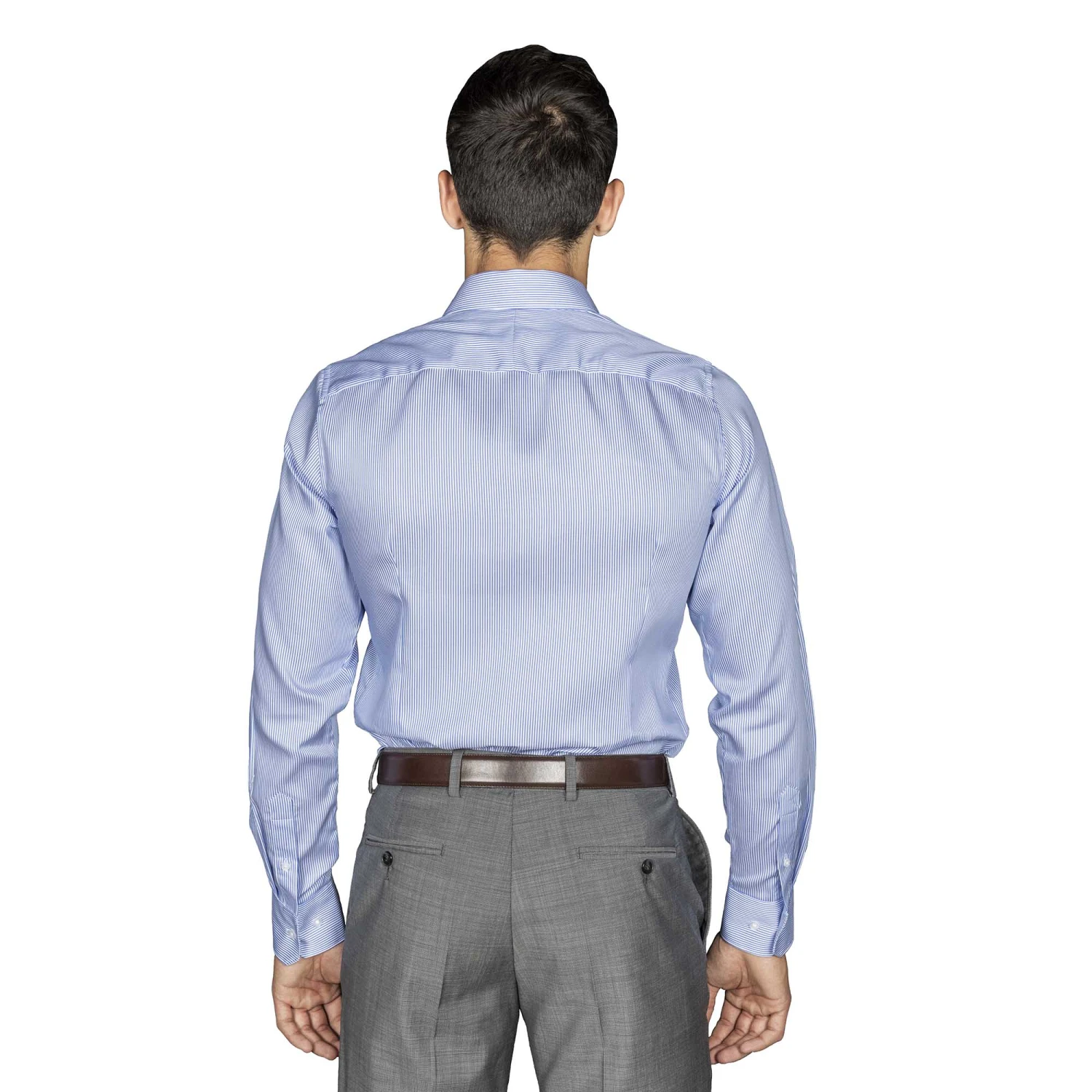 Chemise Cintrée Sans Repassage Mille Raies Bleu 4 Chemise Cintrée Sans Repassage Mille Raies Bleu – Image 3