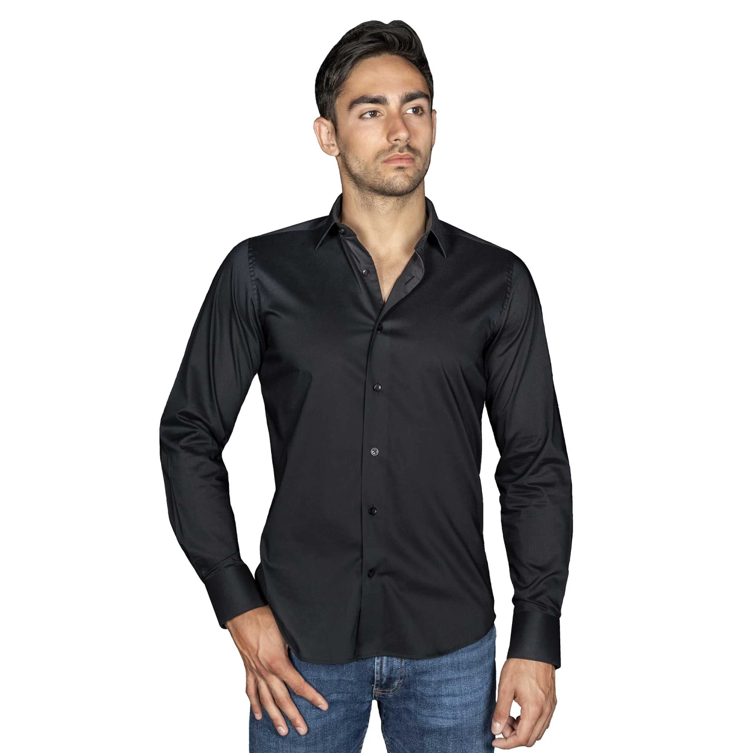Chemise Noire Cintrée En Popeline De Coton Infroissable 3 Chemise Noire Cintrée En Popeline De Coton Infroissable