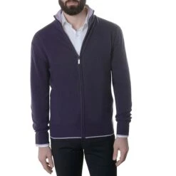 Gilet Zip 100% Cachemire Violet / Parme
