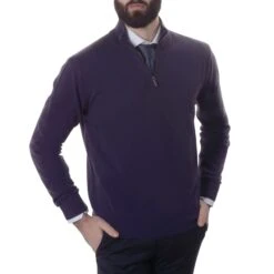 Pull 100% Cachemire Au Col Zip Violet