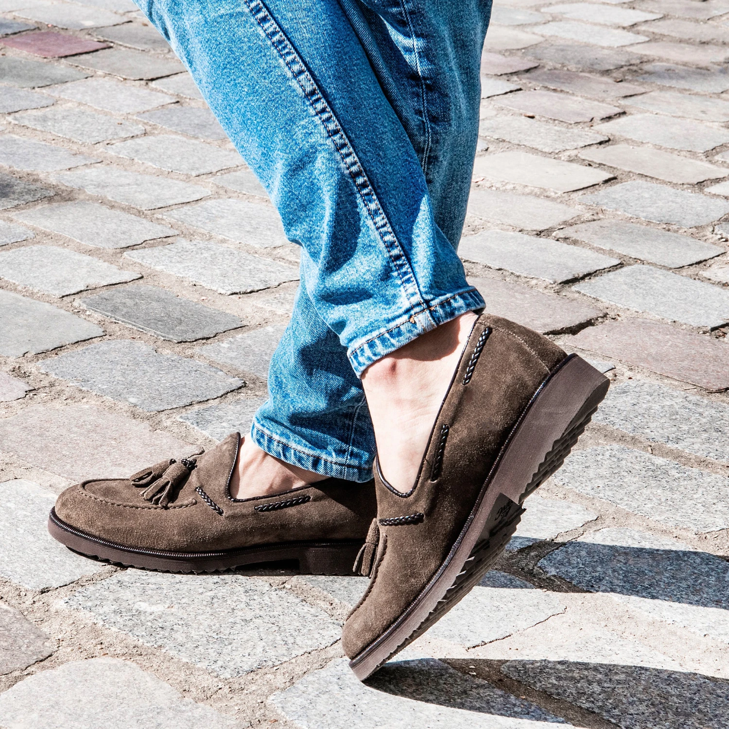 Mocassin à Pampille Strano 396 Veau Velours Taupe 4 Mocassin à Pampille Strano 396 Veau Velours Taupe – Image 2