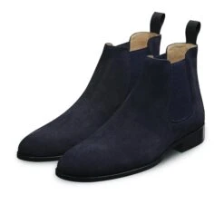 Bottines Basses Shoji 1008 Veau Velours Bleu Marine