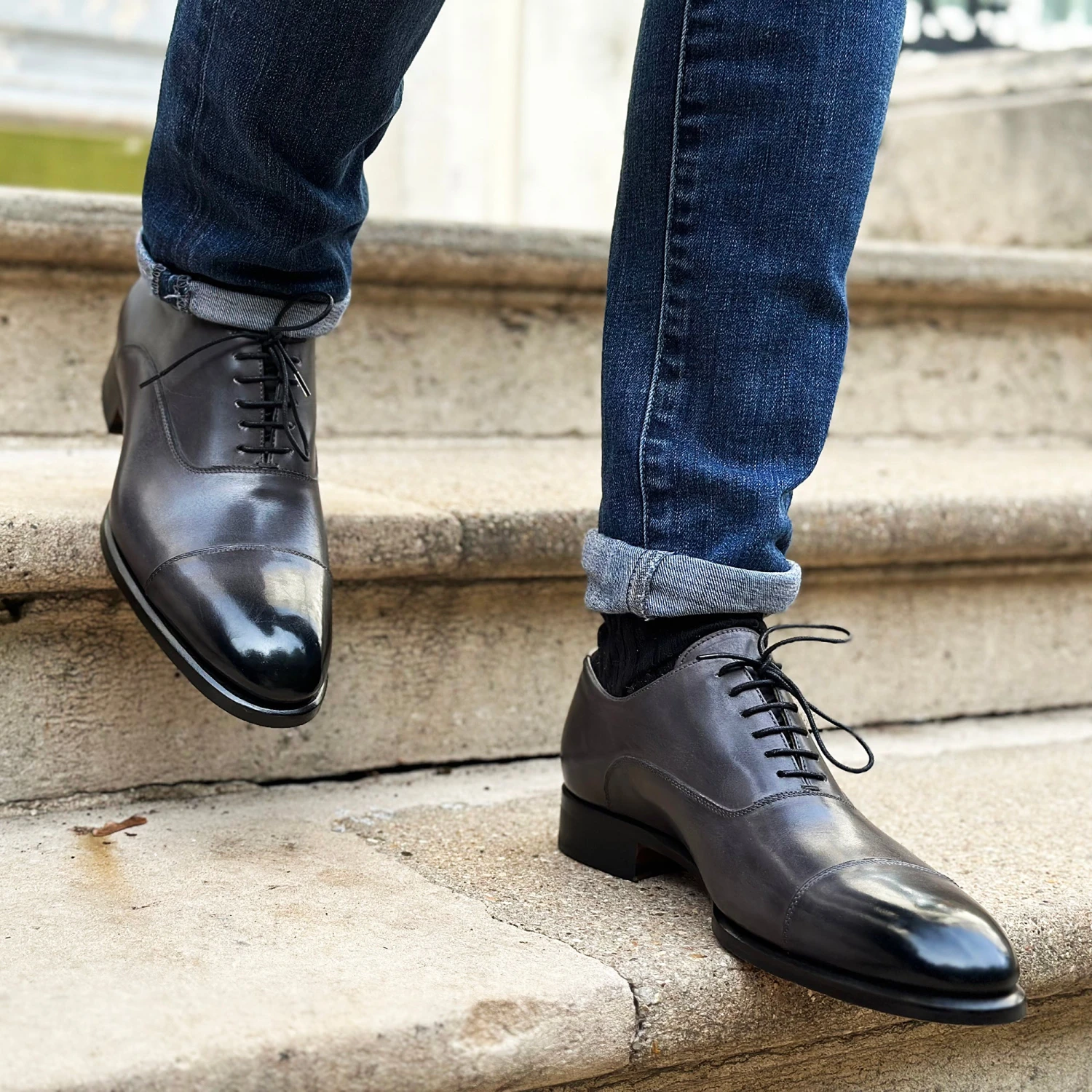 Richelieu Gris à Bout Droit Rapporté Cotti 346 4 Richelieu Gris à Bout Droit Rapporté Cotti 346 – Image 2