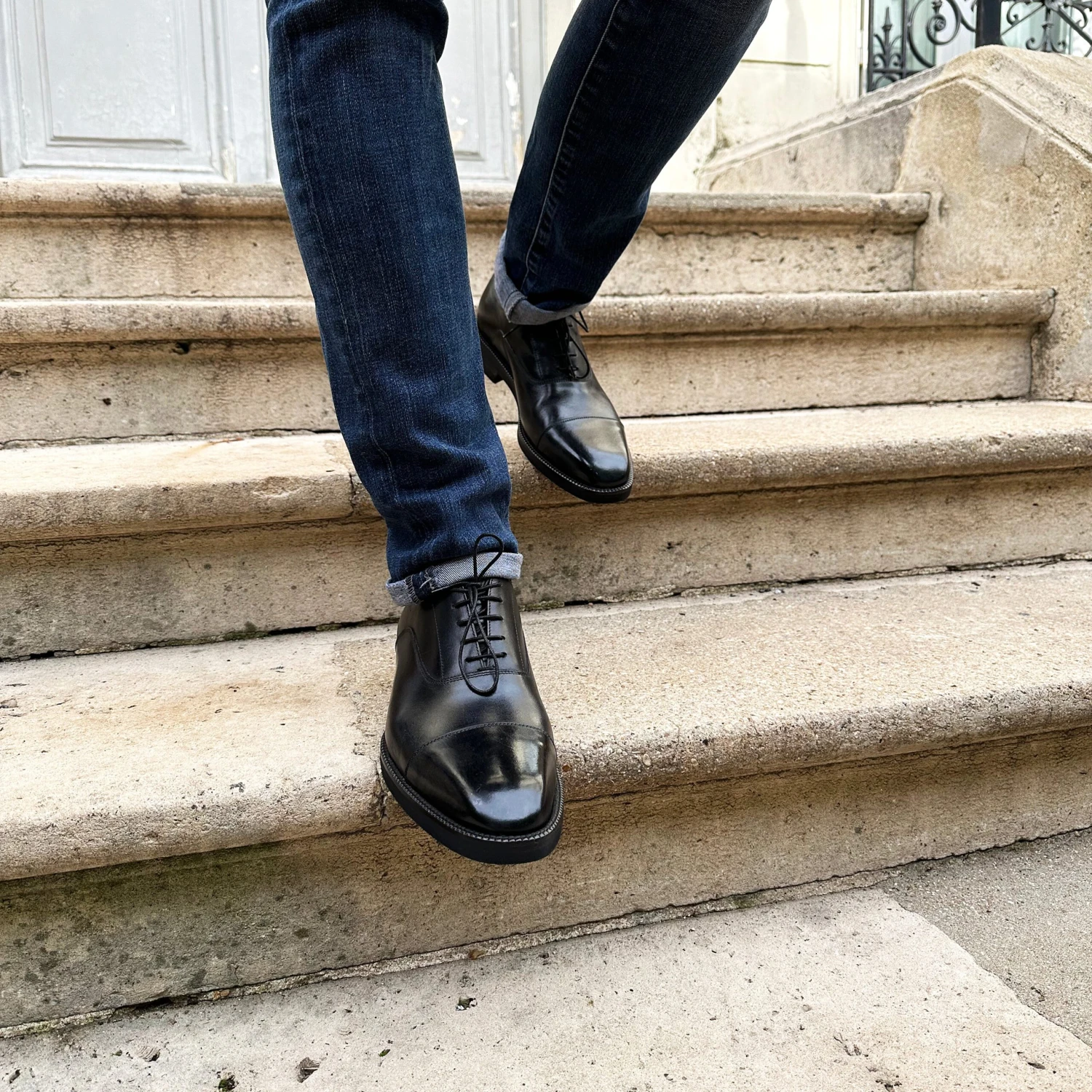 Richelieu Noir à Bout Droit Rapporté Ponti 347 4 Richelieu Noir à Bout Droit Rapporté Ponti 347 – Image 2