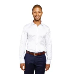 Chemise Blanche Cintrée Sans Repassage En Twill De Coton