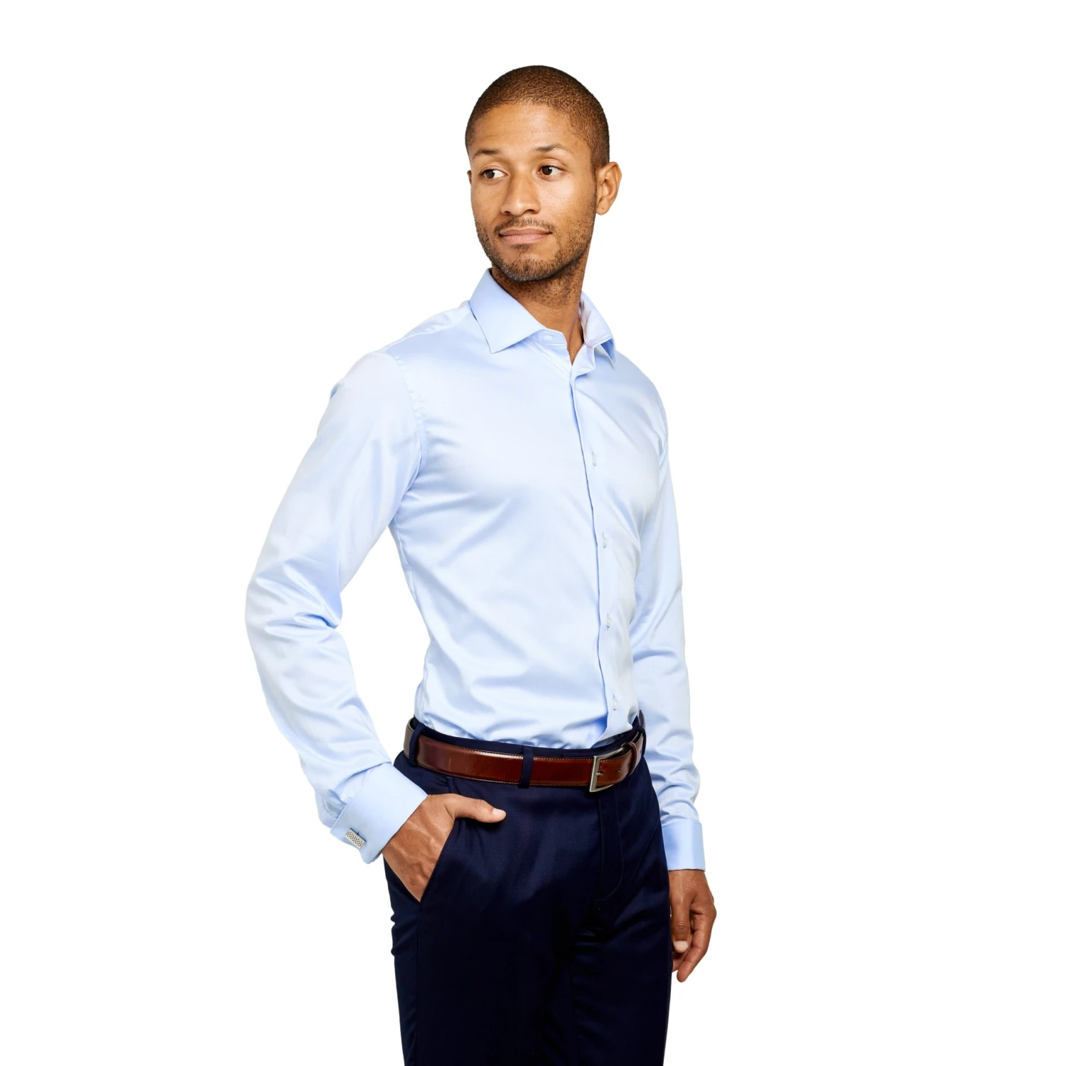 Chemise Slim Fit Bleu Ciel Sans Repassage 100% Coton Poignet Mousquetaire 3 Chemise Slim Fit Bleu Ciel Sans Repassage 100% Coton Poignet Mousquetaire