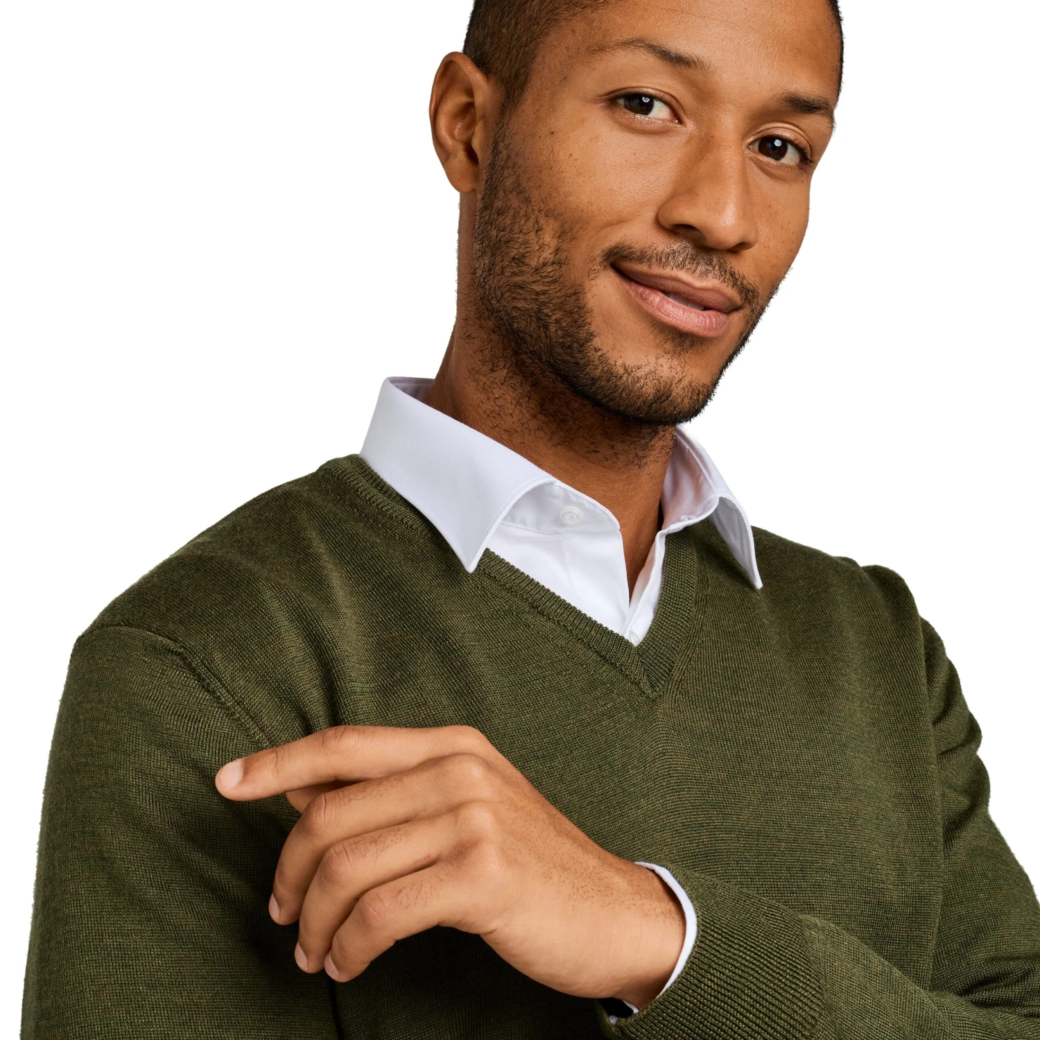 Pull Col V 100% Pure Laine Mérinos Kaki 4 Pull Col V 100% Pure Laine Mérinos Kaki – Image 2