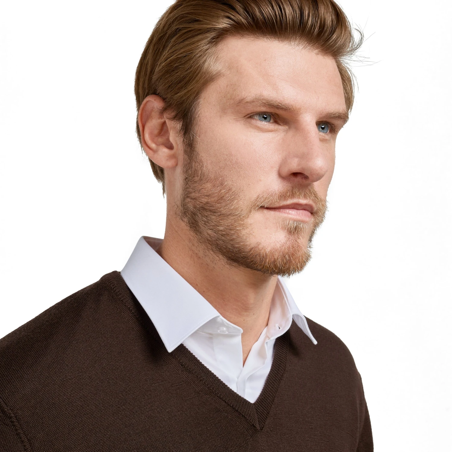 Pull Col V 100% Pure Laine Mérinos Marron 4 Pull Col V 100% Pure Laine Mérinos Marron – Image 2