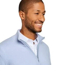 Pull Col Zip Laine Mérinos Et Cachemire Bleu Ciel 5 Pull Col Zip Laine Mérinos Et Cachemire Bleu Ciel -Loding PULCZIP CIEL 2