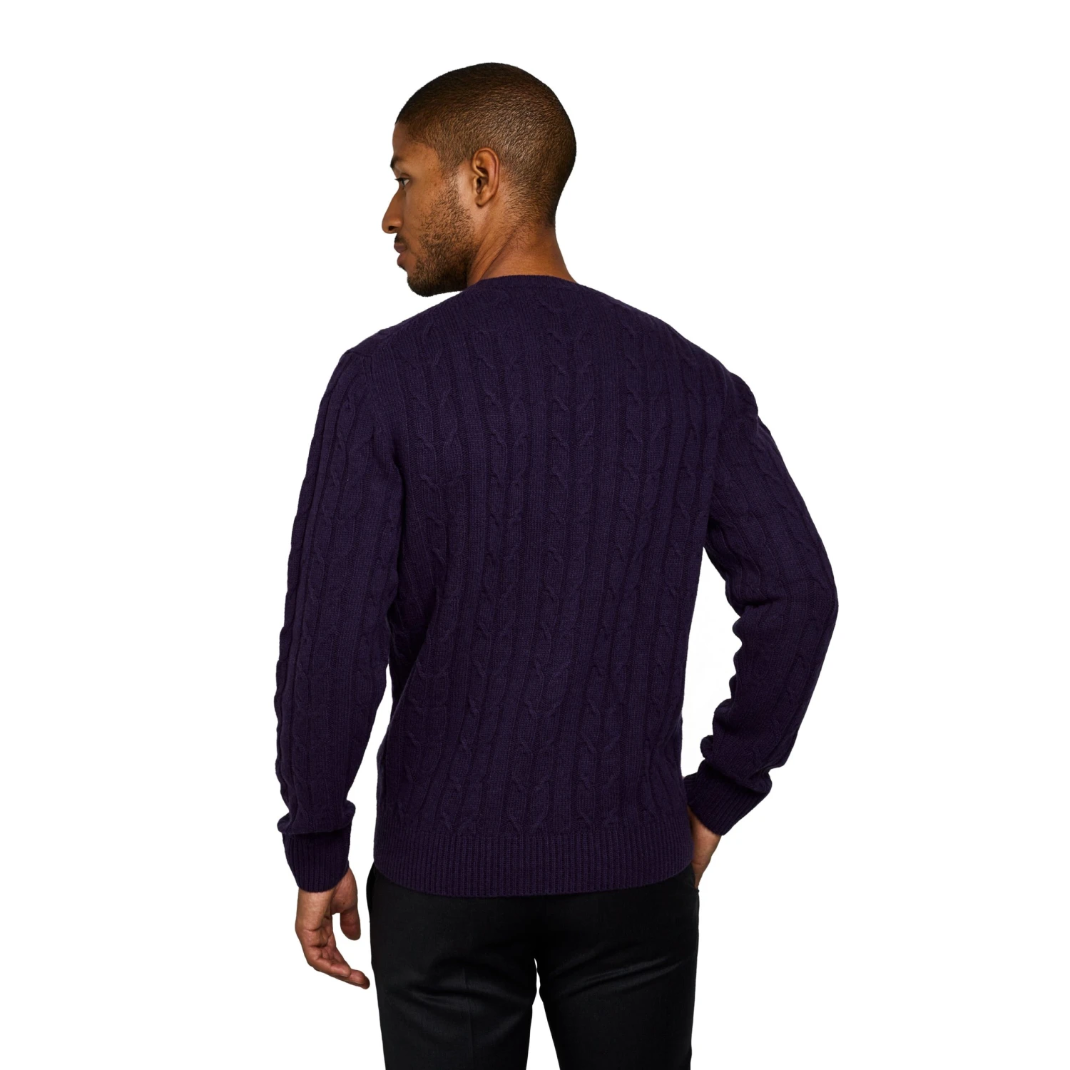 Pull Torsadé Laine Et Cachemire Violet 4 Pull Torsadé Laine Et Cachemire Violet – Image 2