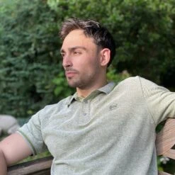 Polo Vert Chiné 100 % Coton