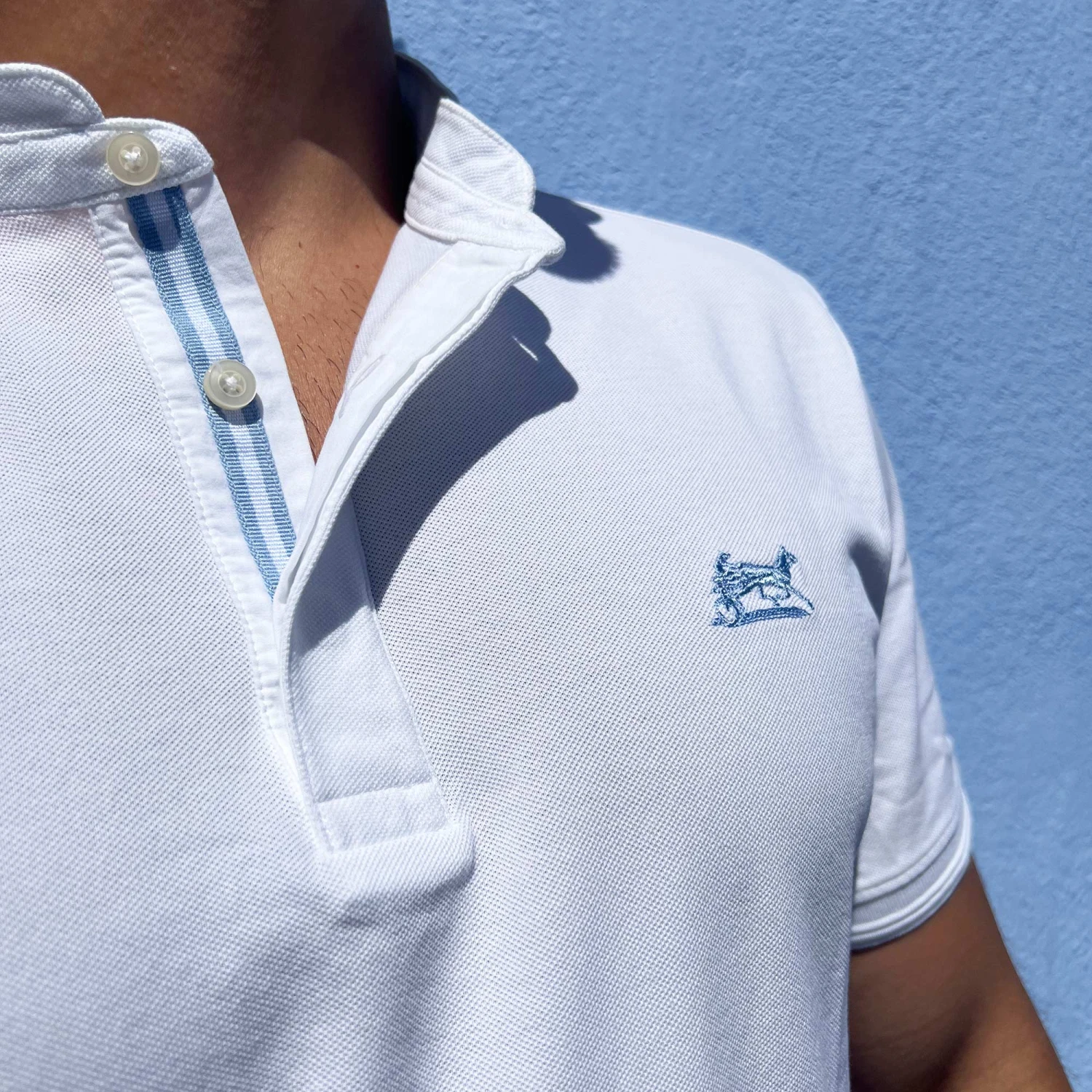 Polo Col Mao 100 % Coton Blanc 4 Polo Col Mao 100 % Coton Blanc – Image 2