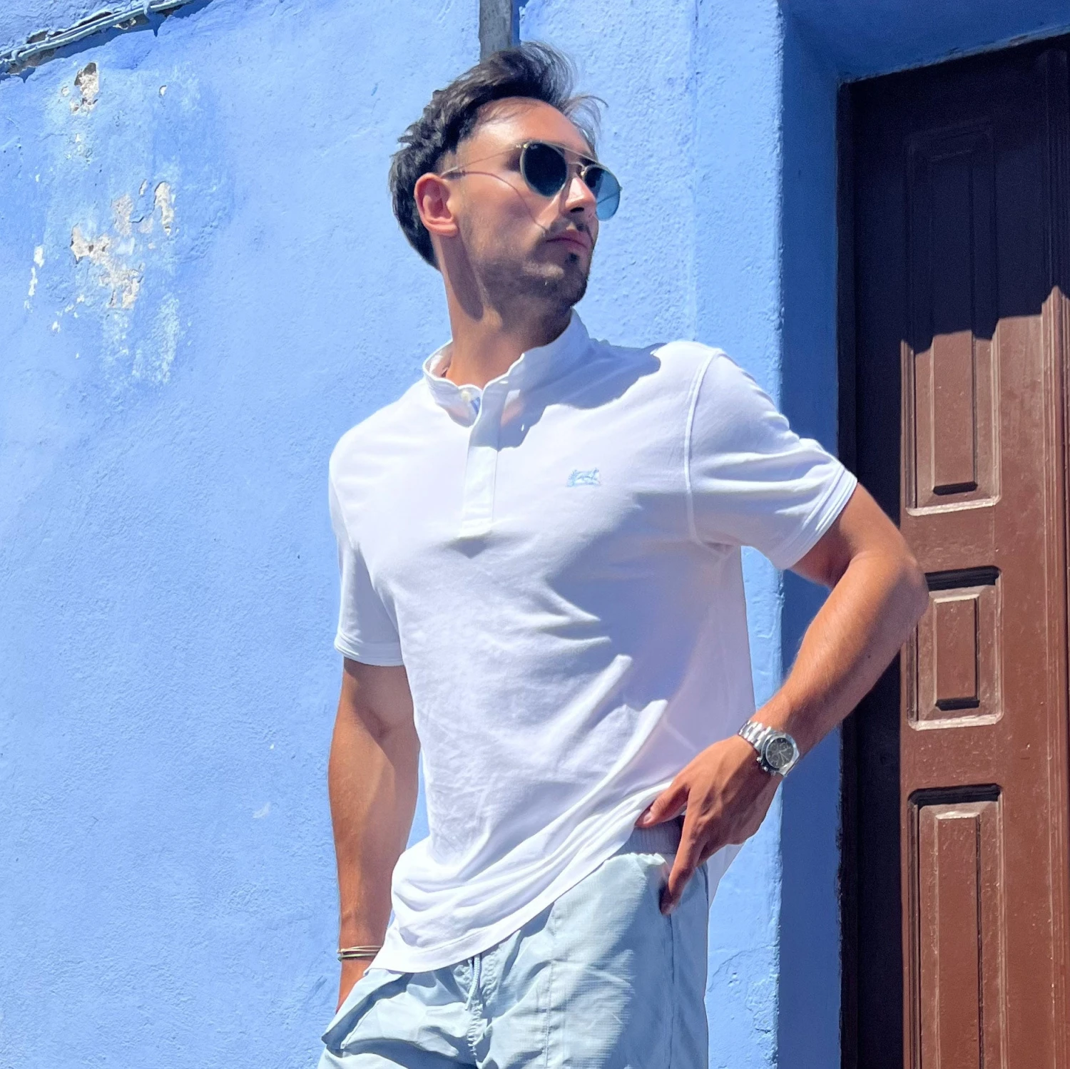 Polo Col Mao 100 % Coton Blanc 3 Polo Col Mao 100 % Coton Blanc